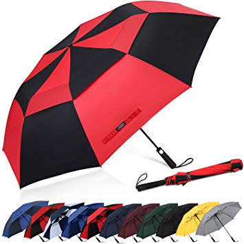 G4Free 62inch Portable Golf Umbrella Automatic Open Large Oversize Vented Double Canopy Windproof Waterproof Sport Umbrellas