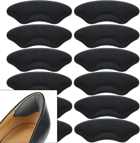 6 Pairs Heel Cushion Pads, Soft Shoe Grips Liners, Self-Adhesive Foot Care Protectors for Loose Shoes Heel Pain Bunion Callus Blisters, Heel Pain Relief for Men and Women(Black)