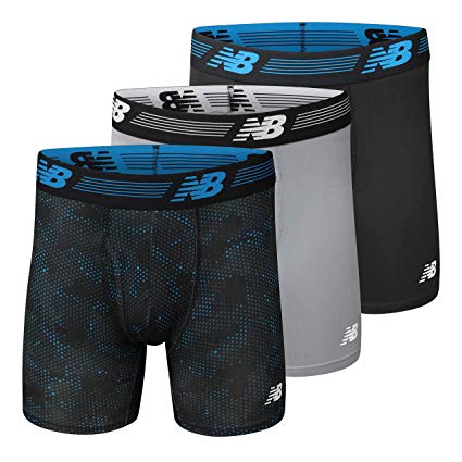 New Balance Men's 6" Boxer Brief Fly Front with Pouch, 3-Pack of 6 Inch Tagless Underwear