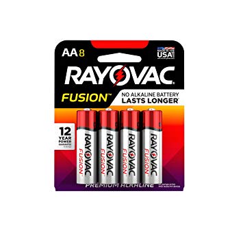 RAYOVAC AA 8-Pack FUSION Premium Alkaline Batteries, 815-8TFUSK