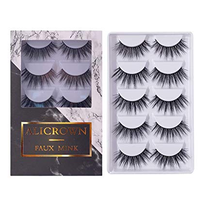 ALICROWN 3D Eyelashes Pack False Eyelashes Mink Fur Hand-Made Dramatic Thick Crisscross Deluxe Nature Fluffy Long Soft Reusable