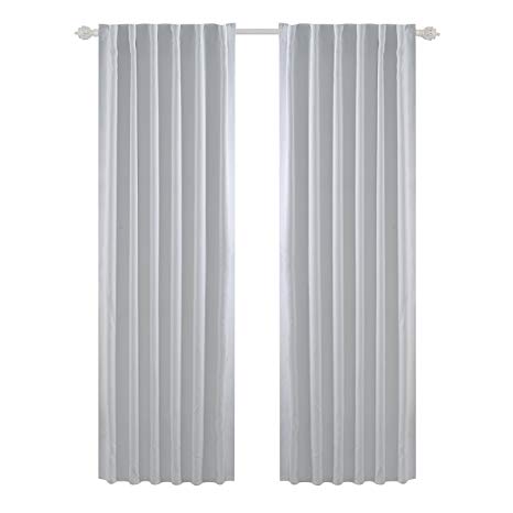 Deconovo Solid Room Darkening Curtains Rod Pocket and Back Tab Curtains Blackout Thermal Insulated Drapes and Curtains Room for Bedroom 52x95 Inch Platinum White 2 Panels