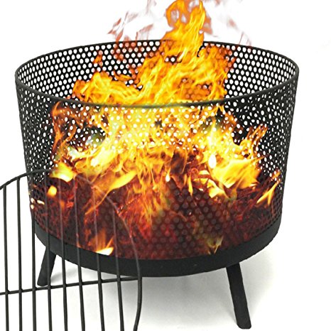 EasyGO Products EGP-FIRE-016 Camping Patio Outdoor Fire Pit Black Finish Wood Burning Port