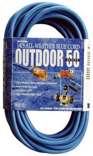 Southwire 02368-06 16-3 50-Foot Hi-Vis Low Temp Winter Extension Cord, Blue