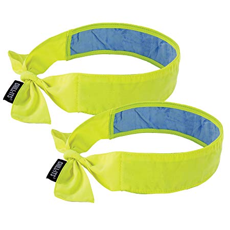 Ergodyne Chill-Its 6700CT Evaporative Cooling Bandana-Tie Closure, Lime, 2 Pack