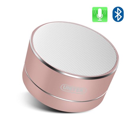UNITEK Aluminium Wireless Stereo Portable Bluetooth Speaker with Handsfree Speakerphone Built-in Micro SD TF card slot, Rose Gold
