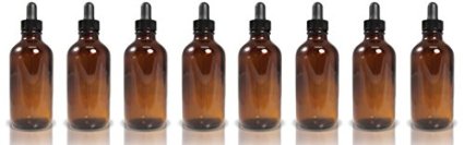 4oz Amber Glass Dropper Bottles Refillable Glass Bottles for Essential Oils Cosmetics Cooking and More 8 Pack