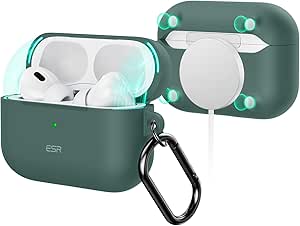 ESR for AirPods Pro 2nd Generation Case (HaloLock), Compatible with Airpods Pro Case 2nd/1st Gen (2023/2022/2019), Compatible with MagSafe, Magnetic Lid Lock, Full Drop Protection,Green