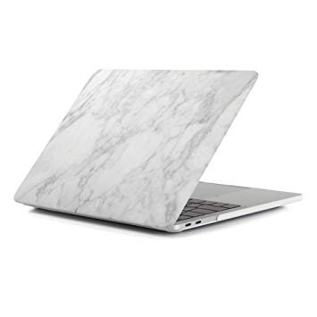 MacBook Air 13 Inch Case 2018, Halnziye MacBook A1932 Case, Smooth Soft-Touch Hard Shell Cover Designed for MacBook Air 13 Inch with Retina Display fits Touch ID (2018 Release) (White Marble)