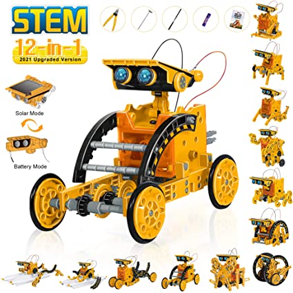 STEM 12 in 1 Education Solar Robot Toys, Solar and Cell Powered 2 in 1 DIY Building Learning Science Experiment Kit for Kids Aged 8  and Older