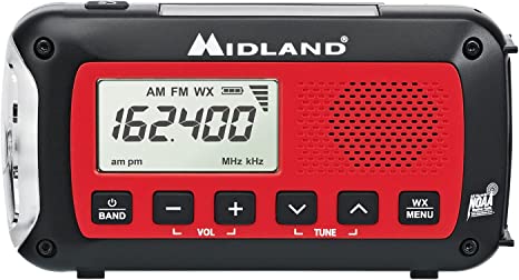 Midland – ER40 – Emergency Crank Radio – Solar Panel and Hand Crank – SOS Strobe Flashlight – NOAA Weather Alert Radio – Digital AM/FM Radio with Clock - Rechargeable Battery