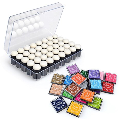 GooMart 40 Pack Craft Sponge Daubers with Case and 20 Colors Washable Ink Pad as a Gift