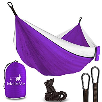 XL Double Parachute Camping Hammock - Tree Portable with Max 1000 lbs Breaking Capacity - Lightweight Carabiners and Ropes Included For Backpacking, Camping, Hiking, Travel, Beach, Yard, 125" x 79"