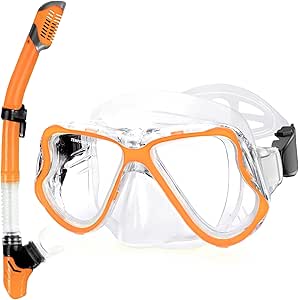 Greatever Dry Snorkel Set,Panoramic Wide View,Anti-Fog Scuba Diving Mask,Professional Snorkeling Gear