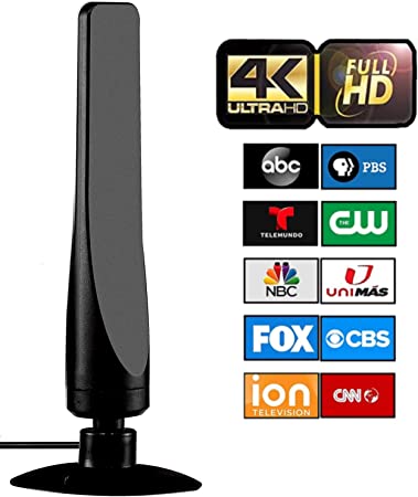 ANTIER Amplified Digital TV Antenna 450 Miles Range HDTV - Support 4K 8K 1080p Fire tv Stick and All Older TV's - Smart Switch Amplifier Indoor Signal Booster - 9ft Coax Cable