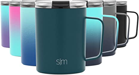 Simple Modern 12oz Scout Coffee Travel Mug Tumbler w/Clear Flip Lid - Cup Vacuum Insulated Camping Flask with Lid 18/8 Stainless Steel Hydro -Riptide