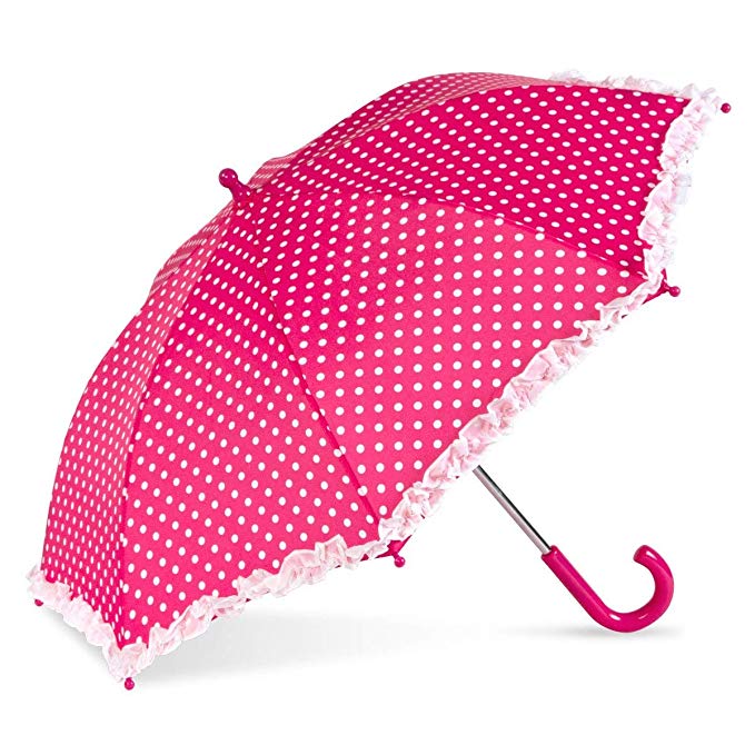 ShedRain Kids' Printed Stick Umbrella: Pink Polka Dots