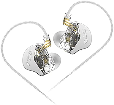 Linsoul CCA CRA 3.8μ Composite Polymer Diaphragm Dynamic Driver HiFi in-Ear Earphone with Deep Bass Detachable 0.75mm 2Pin OFC Cable, Zinc Alloy Housing for Musician Audiophile (Without Mic, White)