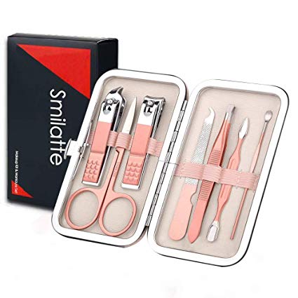 Manicure Set Women Men - Nail Clippers Set Manicure Pedicure Grooming Kit Professional Stainless Steel Pedicure Nail Clipper Tools Travel Luxury 8 in 1 with Grooming Travel Leather(Rose Gold)