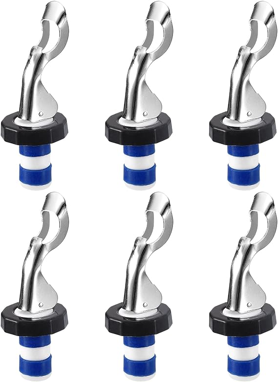 uxcell Wine Stoppers, 6Pcs 16mm/0.63" Expanding Manual Beverage Stoppers Silicone Vacuum Bottle Stopper Reusable Wine Bottle Airtight Seal Plug for Champagne, Beer, Soda (Blue Black)