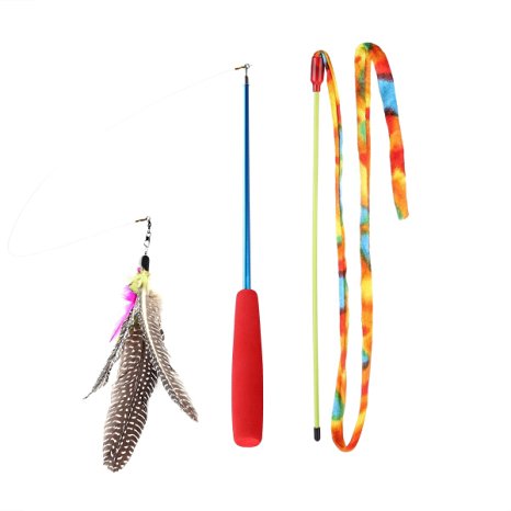 [2pack] Cat Toys , Zaneeta Cat Feather Toys Interactive Cat Wand and Kitten toys.