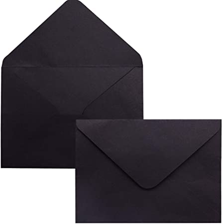 100PCS C6 Black Paper Envelope Triangle Seal Retro Simple Style for Business Wedding Party Holiday