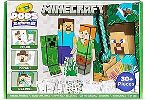 Crayola Minecraft, POPs 3D Kids Art Set, Coloring Book Alternative, Gift for Boys & Girls, Ages 6