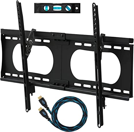 Cheetah Mounts APTMMB TV Wall Mount Bracket for 32-65” TVs up to VESA 600 and 165lbs, Fits 16” and 24” Wall Studs and Includes a 10’ Twisted Veins HDMI Cable and a 6” 3-Axis Magnetic Bubble Level