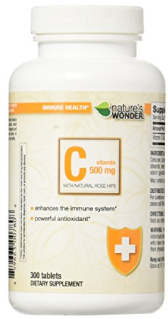 Nature's Wonder Vitamin C 500mg RH Tablets, 300 Count