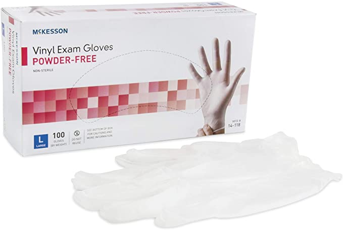 MCK11151310 - Exam Glove McKesson NonSterile Powder Free Vinyl Ambidextrous Smooth Clear Not Chemo Approved Large