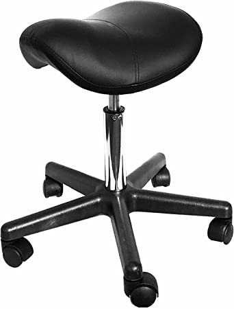 Angel Hydraulic Saddle Massage Stool Ergonomic Comfortable Rolling Adjustable Salon Swivel Saddle Seat (Black)