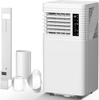 R.W.FLAME 8,000 BTU Air Conditioner cool Up to 350 Sq.Ft, 4 Modes Portable AC Unit with 24Hrs Timer/LED Display/Remote Control/Installation Kits, AC Unit for Bedroom, White…