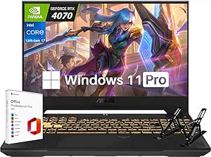 ASUS TUF 2024 Newest Gaming Laptop with Microsoft Office Lifetime License, 15.6" 144Hz FHD IPS Display, Intel 13th i7-13620H, NVIDIA GeForce RTX 4070, 64GB DDR5, 4TB SSD, Backlit Keyboard, Win11 Pro