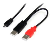 StarTech 3-Feet USB Y Cable for External Hard Drive - Dual USB A to Micro B USB2HAUBY3