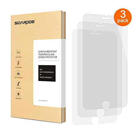 iPhone 8/iPhone 7 Screen Protector Tempered Glass, [3-Pack] SIDARDOE Tempered Glass Screen Protector for iPhone 8/7, HD Ultra Clear, 0.25mm 2.5D Round Edge, 9H Anti-Scratch