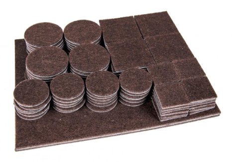 Self Adhesive Felt Furniture Pads Floor Protectors Brown Assorted Sizes Round Shape Square Shape And 2 Pieces of 7'' x 5 1/2'' Blankets Total 98 pieces