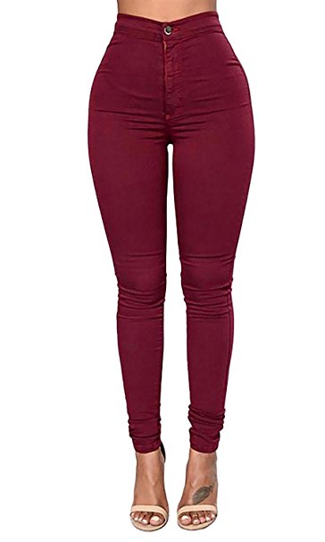 High Waisted Pants Ferbia Womens Stretchy Slim Fit Pencil Pants Ankle Length Trousers