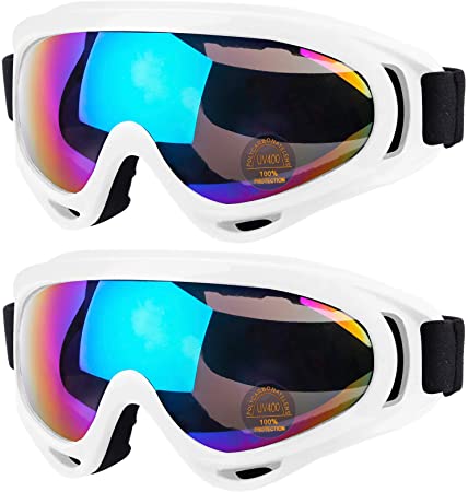 Anni Coco Ski Goggles, Snowboard Goggles for Men Women & Youth, Kids, Boys & Girls, Snow Goggle Winter Skiing Sport Goggles Anti Fog Protection, Anti-Glare Lenses, Wind Resistance, 2 Pack