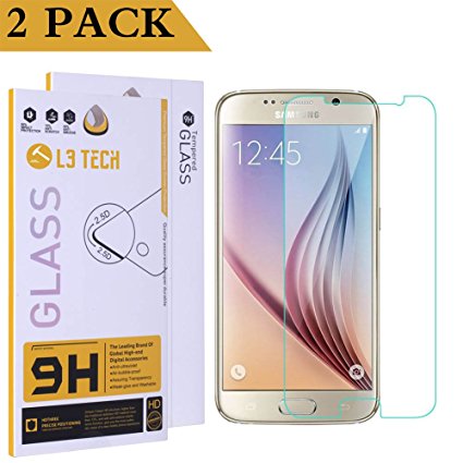 (2 Pack) Samsung Galaxy S6 Screen Protector Anti-scratch, L3 Tech Ultra Thin Premium Tempered Glass Screen Protector for Samsung Galaxy S6[Lifetime Warranty]