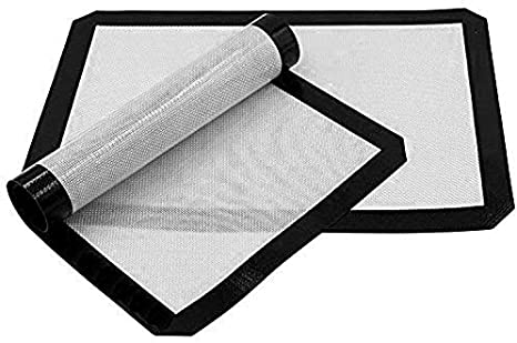 Silicone Baking Mat, Set of 2, Non-Stick Half Sheet (16.5" x 11.6") Dishwasher Safe, Eco-Friendly Baking Sheet, Black Border