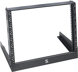 RIVECO 8u Tabletop Rack for Audio & Network, Desktop Rack Shelf Open Frame Sound Recording Shelf