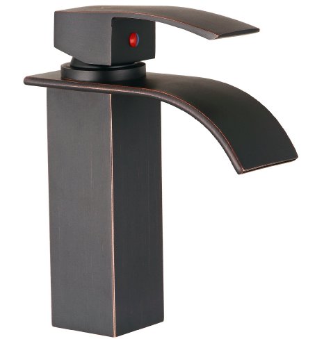 Aquafaucet Waterfall Spout Single Handle Bathroom Sink Vessel Faucet Basin Mixer Tap, ORB Oil Rubbed Bronze