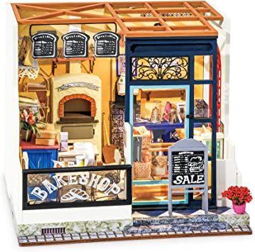 Rolife DIY Miniature Dollhouse Kit, Tiny House Kits Mini Model Building Sets, DIY Craft Gifts for Adults and Kids to Build With Lights and Removable Model Kits, Christmas Birthday Gift for Family and Friends (Nancy's Bakery)