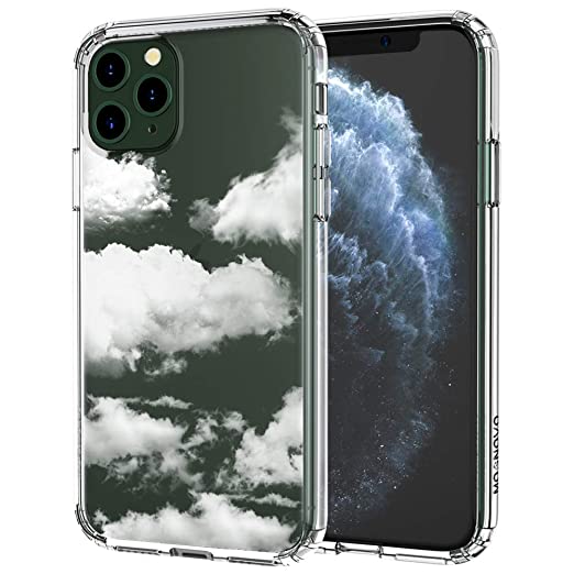 MOSNOVO iPhone 11 Pro Max Case, Cloud Pattern Clear Design Transparent Plastic Hard Back Case with TPU Bumper Protective Case Cover for Apple iPhone 11 Pro Max (2019)