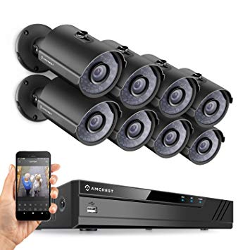 Amcrest 8CH Plug & Play H.265 6MP NVR 3MP 1536P Security Camera System, (8) x 3-Megapixel 2.8mm Wide Angle Lens Weatherproof Metal Bullet PoE IP Cameras, 98 Feet Night Vision (Black)