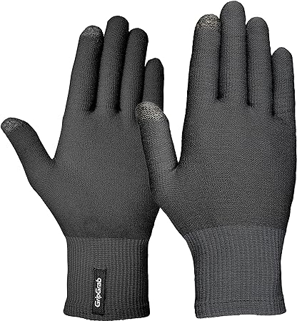 GripGrab Guantes Liner Ciclismo de Lana Merino de Invierno Sotoguantes Largos Bicicleta Térmicos Táctiles, Unisex Adulto