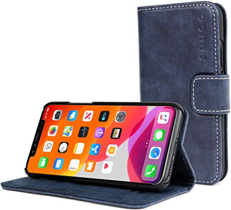 Snugg iPhone 11 Wallet Case – Leather Card Case Wallet with Handy Stand Feature – Legacy Series Flip Phone Case Cover in Riverside Blue