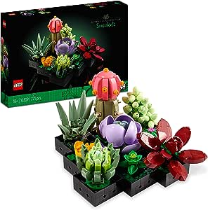 LEGO Icons Sukkulenten Künstliche Blumen Set für Erwachsene, Blumenstrauß-Bausatz, Kreatives Hobby, Home Deko, Geschenk-Idee für Frauen, Männer, Sie & Ihn, Botanische Sammlung (Baue 9 Pflanzen) 10309