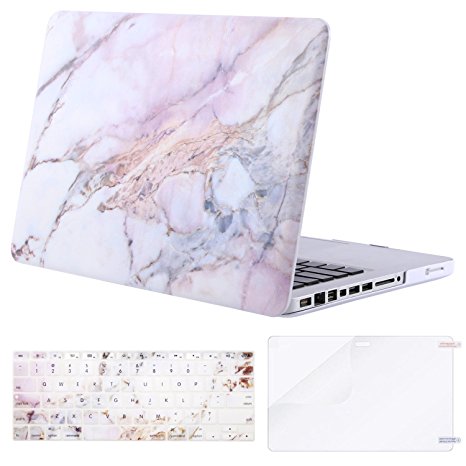 Mosiso Plastic Pattern Hard Case with Keyboard Cover with Screen Protector Only for Old MacBook Pro 13 Inch with CD-ROM (Model: A1278, Version Early 2012/2011/2010/2009/2008), Colorful Marble