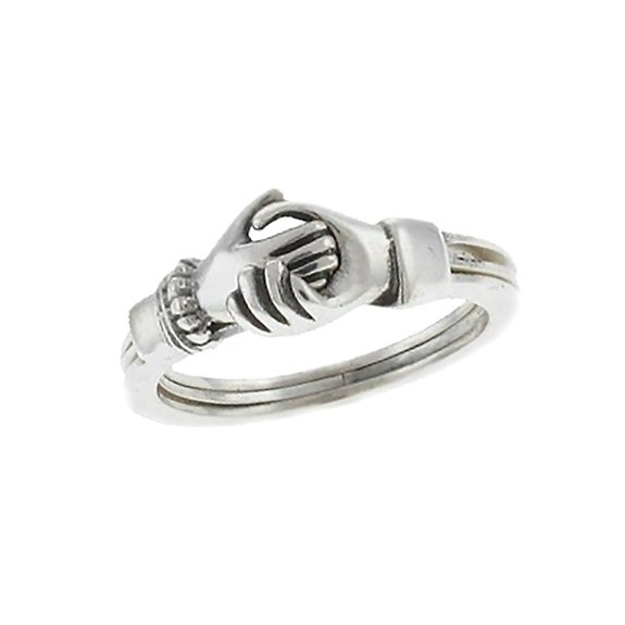 Celtic Opening Claddagh Gimmal Ring Sterling Silver